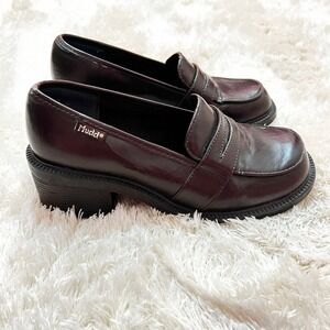 Vintage 90's Y2K MUDD Brown Chunky Heel Platform Loafers Shoes Size 6.5